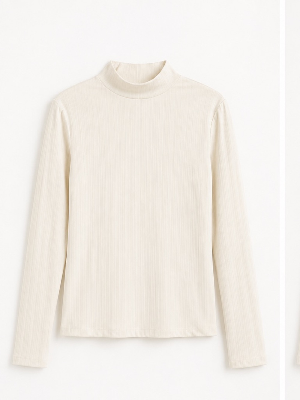 NWOT Future Collective Ribbed Mock Neck Long-Sleeve Top in Cream